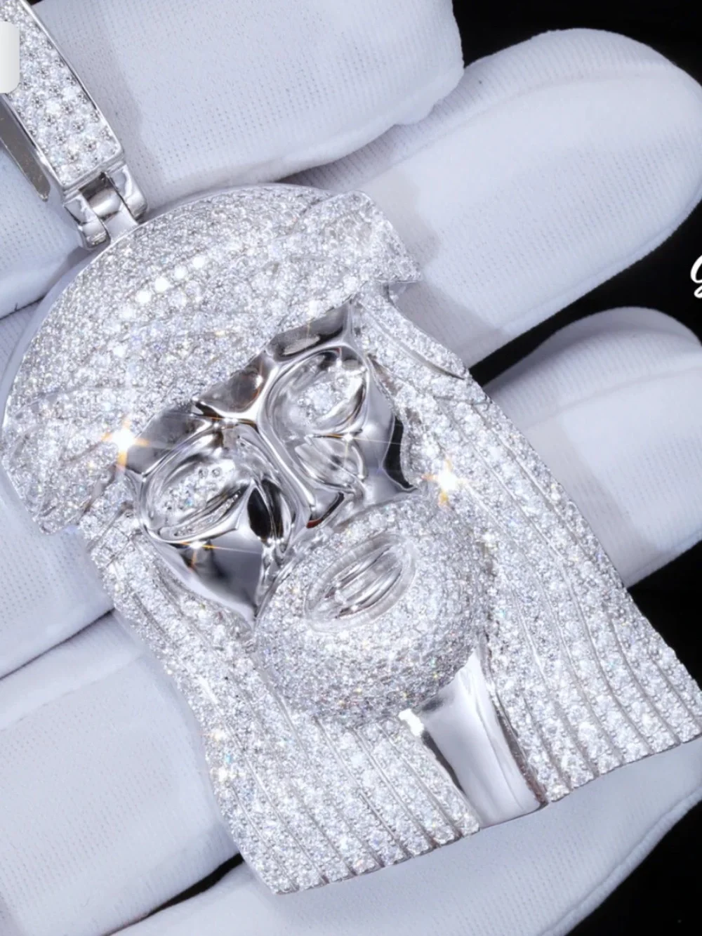 Gudi Cuban Link Necklace Moissanite Pave Chain With Pendant